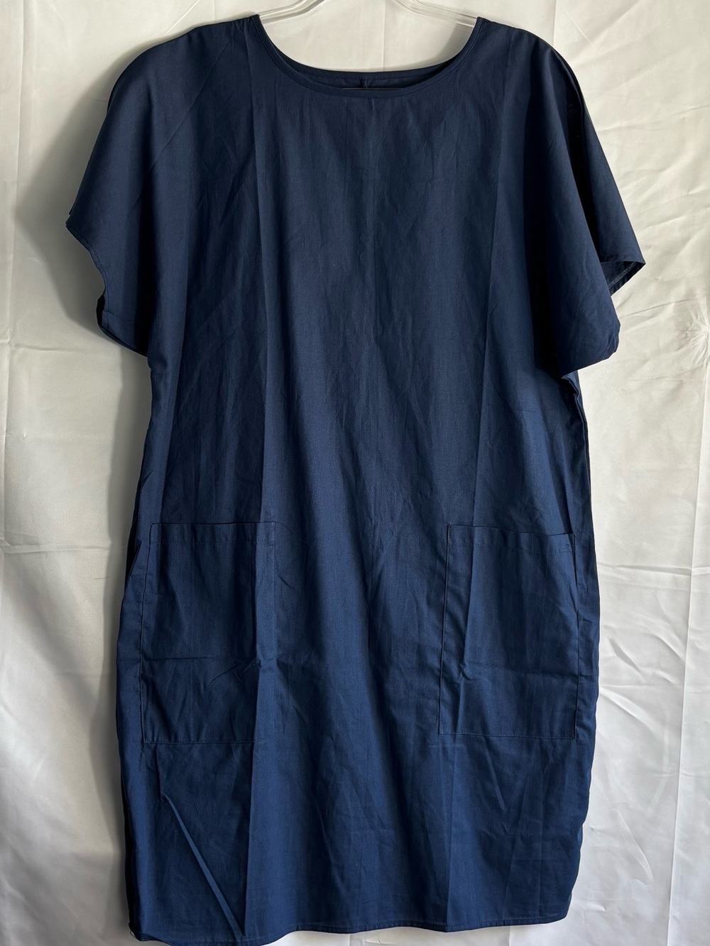 Men's Navy Short-Sleeve Cotton Shirt Dress
